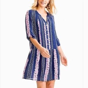 Southern Tide Eva Blue Night Floral Dress - XS